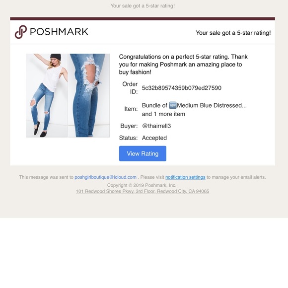 🆕SIZE: 11/29 Mid-Rise Blue Distressed Skinny Jeans With Ripped Knee - Picture 4 of 10